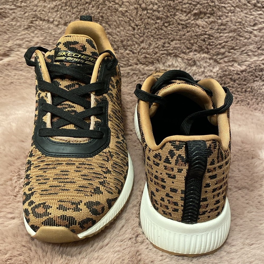 Final Price Skechers Women Bob's Sport Squad Leopard Sneakers in Brown & Black 6 - Picture 8 of 12